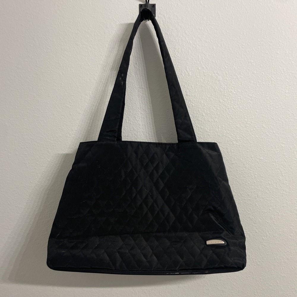 Travelon Large Black Quilted Tote Shoulder Bag Multiple Compartments